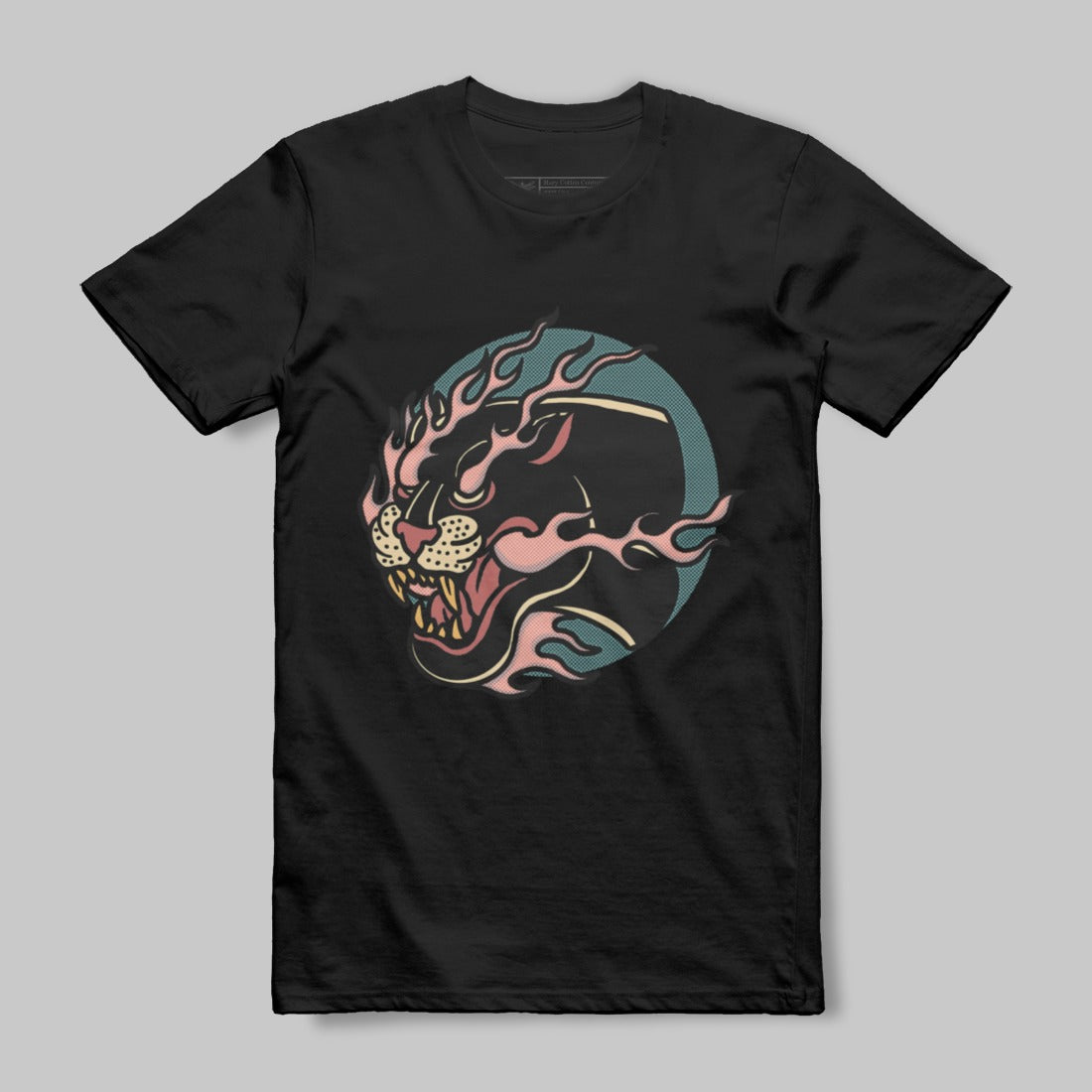 Fierce Flaming Panther Graphic Black T-shirt product