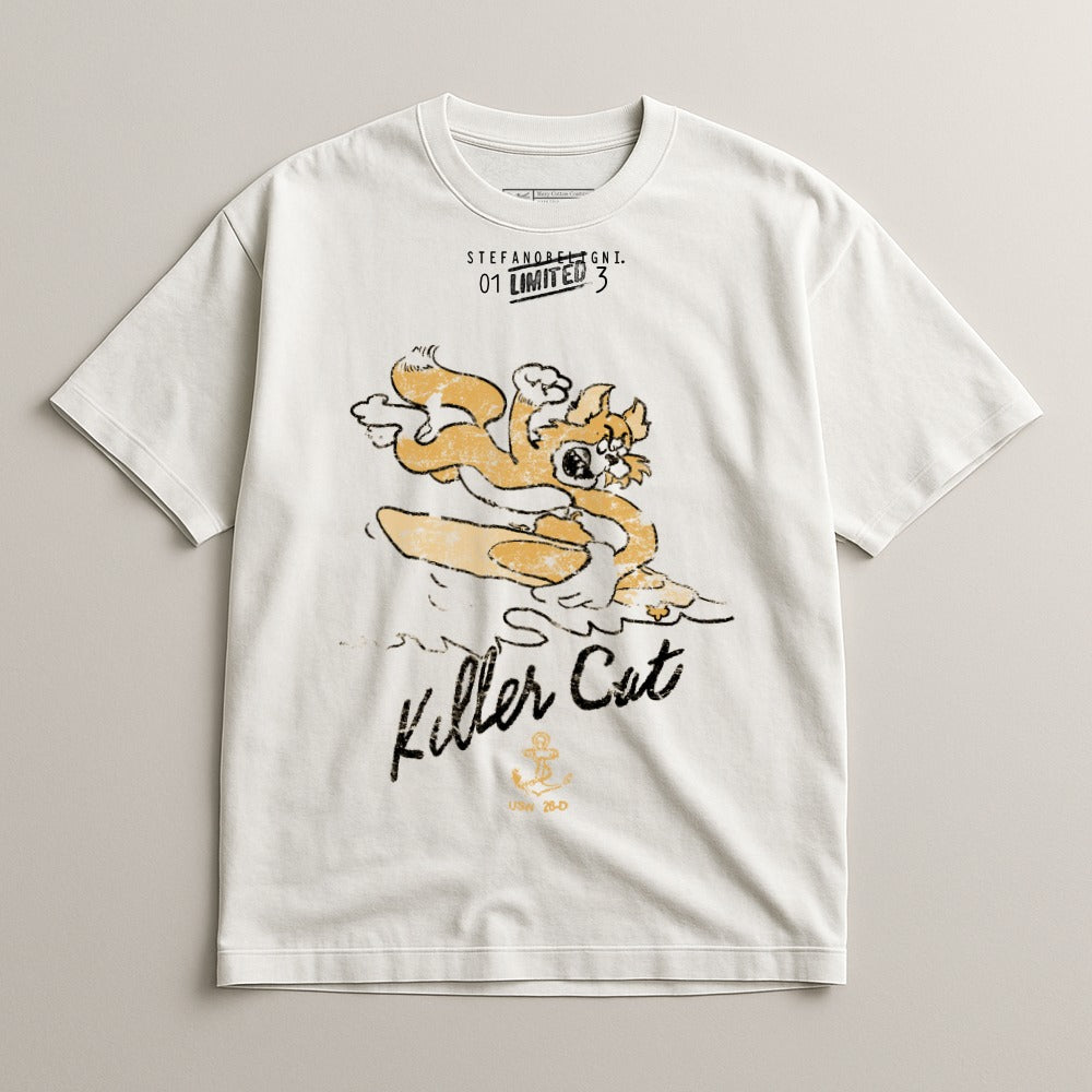 Killer Cat Graphic Print Shirt for Fashion Enthusiasts