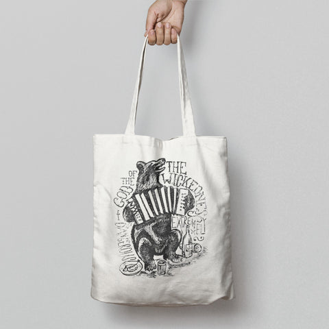 Bear Playing Accordion with Intricate Design Tote Bag