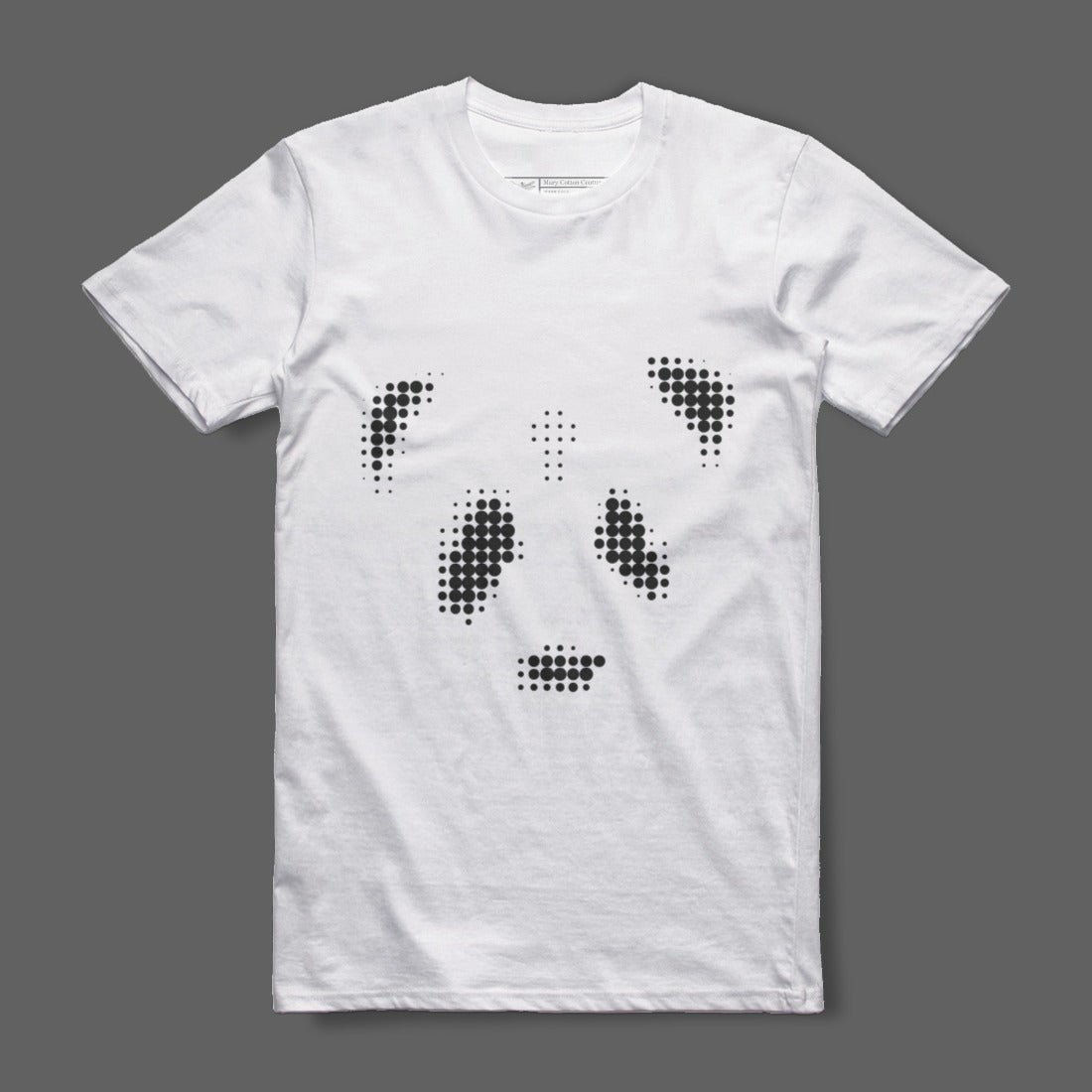 Abstract Dotted Face Graphic White Short Sleeve T-Shirt
