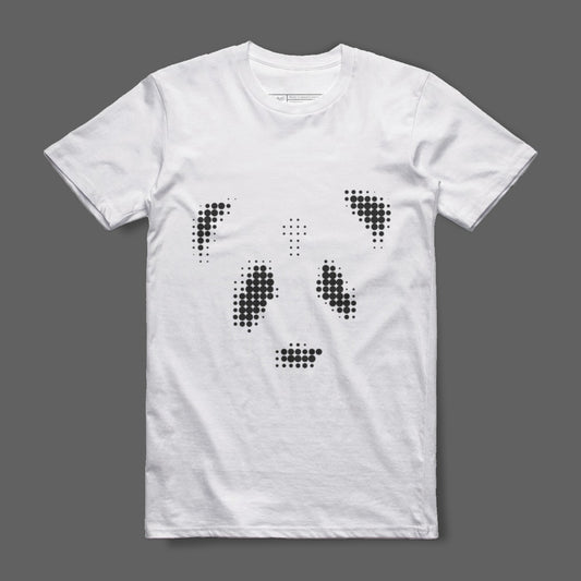 Abstract Dotted Face Graphic White Short Sleeve T-Shirt