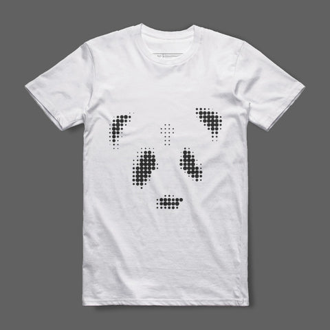 Abstract Dotted Face Graphic White Short Sleeve T-Shirt