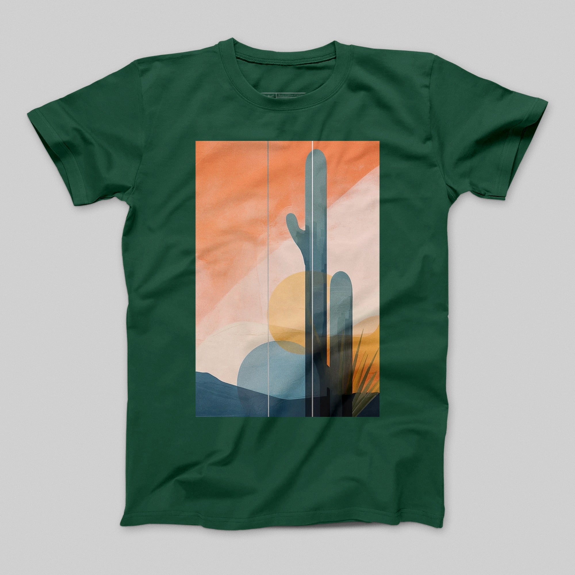 Abstract Desert Cactus Green Artistic Print T-shirt