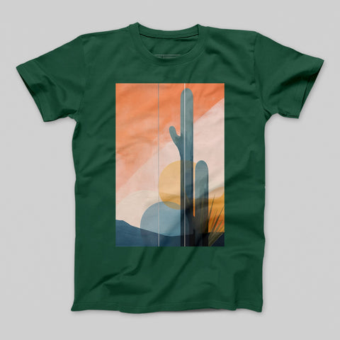 Abstract Desert Cactus Green Artistic Print T-shirt