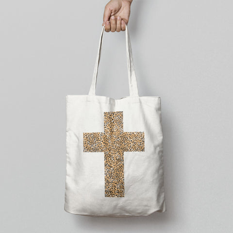 Leopard Cross Pattern White Tote Bag for Stylish Use