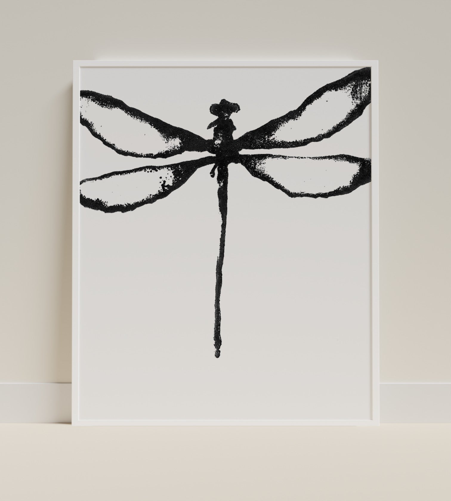 Black and White Dragonfly Wall Art Framed product
