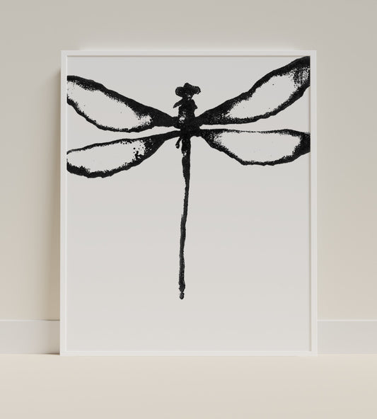 Black and White Dragonfly Wall Art Framed product