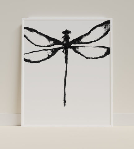 Black and White Dragonfly Wall Art Framed product