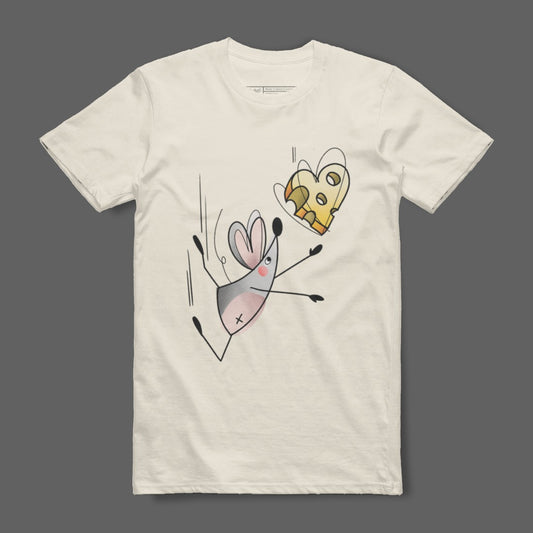 Playful Mouse Chasing Cheese Design T-shirt product