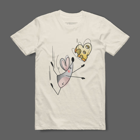 Playful Mouse Chasing Cheese Design T-shirt product