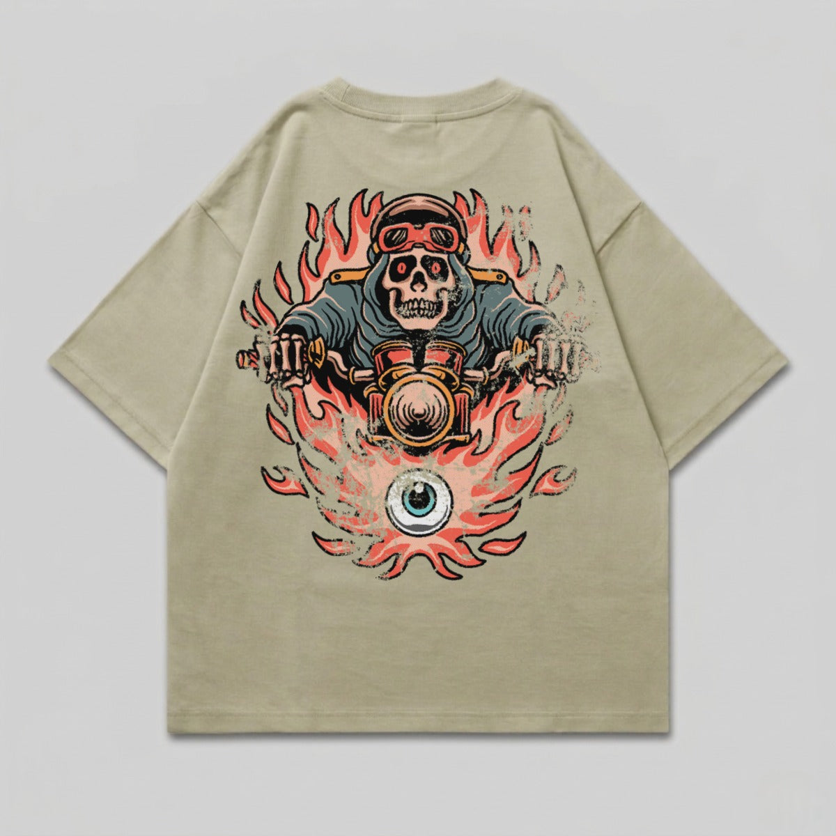 Skull Rider Motorcycle Flames Eye Design t-shirt product type