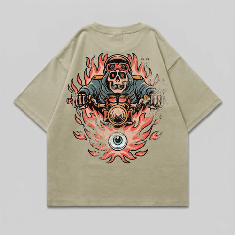 Skull Rider Motorcycle Flames Eye Design t-shirt product type