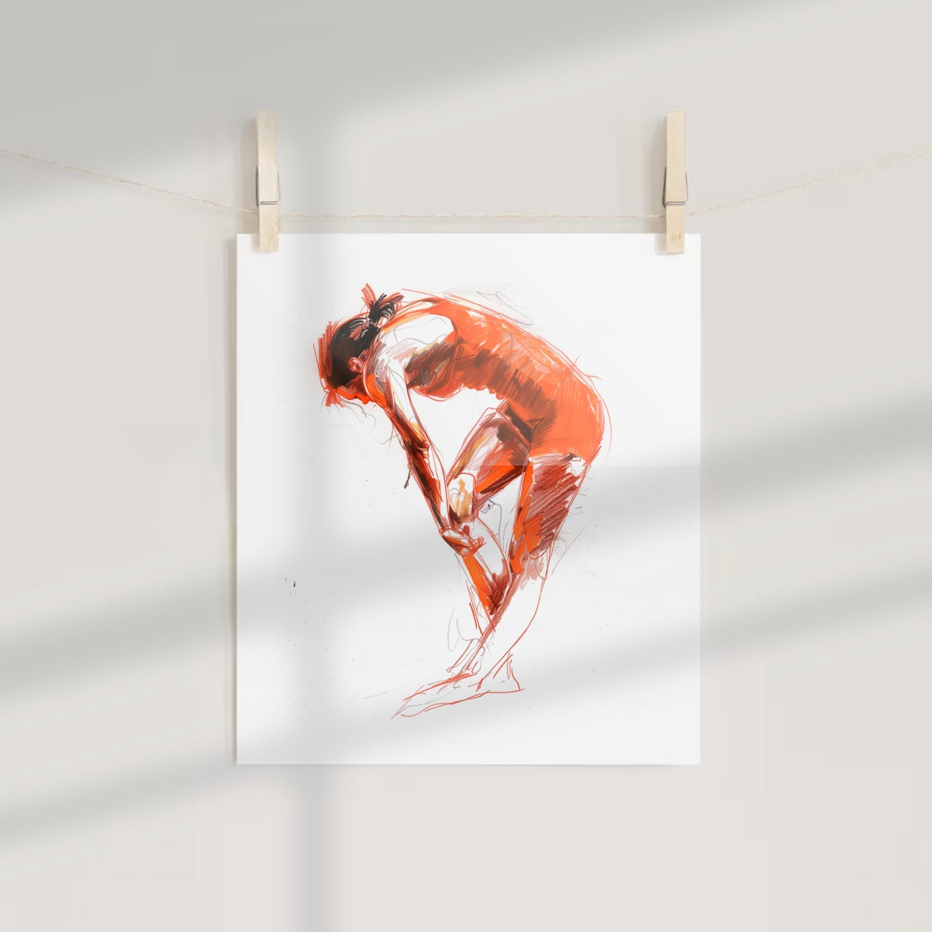 Abstract Dance Figure in Red Art Print
