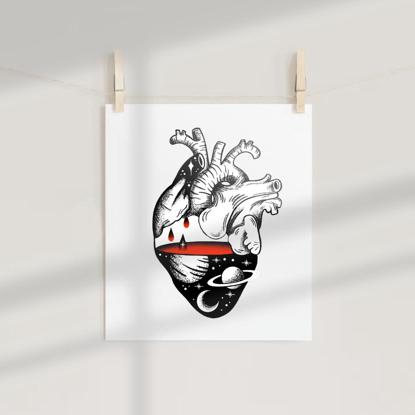 Cosmic Anatomy Art with Heart and Space Imagery Poster
