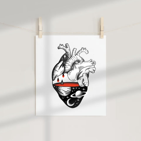 Cosmic Anatomy Art with Heart and Space Imagery Poster