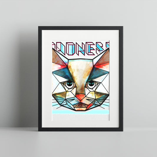 Colorful Geometric Cat Face Art Print Wall Decor