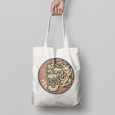 Fierce Tiger Illustration Design Tote Bag