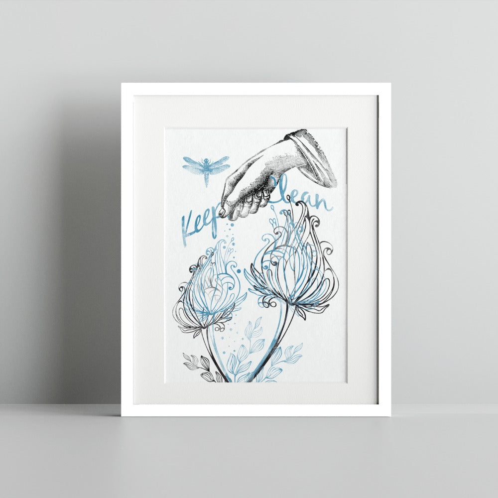 Beautifully Illustrated Keep Clean Poster Print