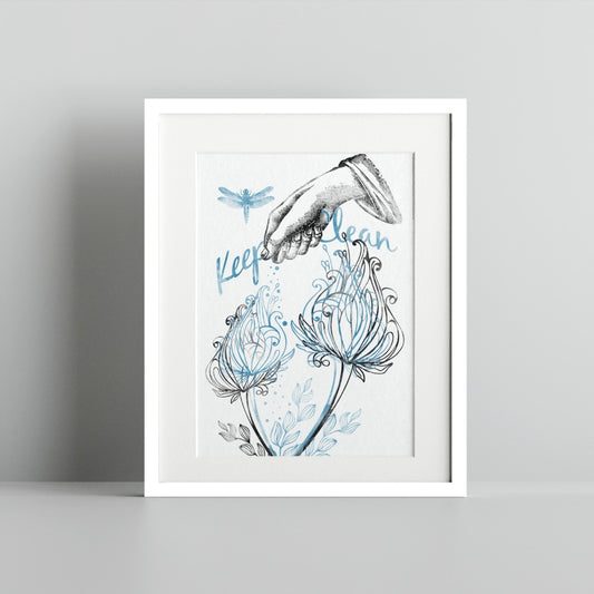 Beautifully Illustrated Keep Clean Poster Print
