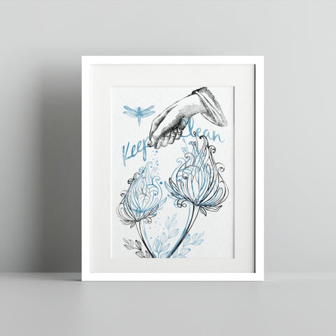 Beautifully Illustrated Keep Clean Poster Print