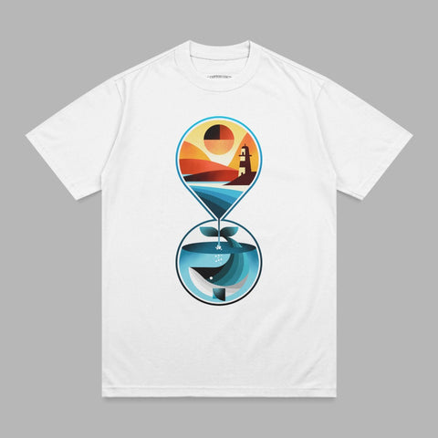 Ocean Lighthouse Whale Sunset Geometric Art Design product type