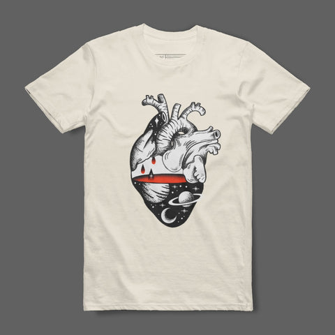 Artistic Heart and Space Graphic T-Shirt