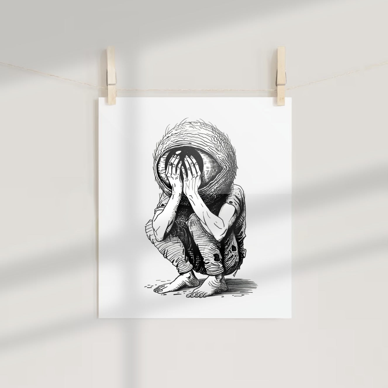 Surrealistic Figure with Head Covered Art Print Product