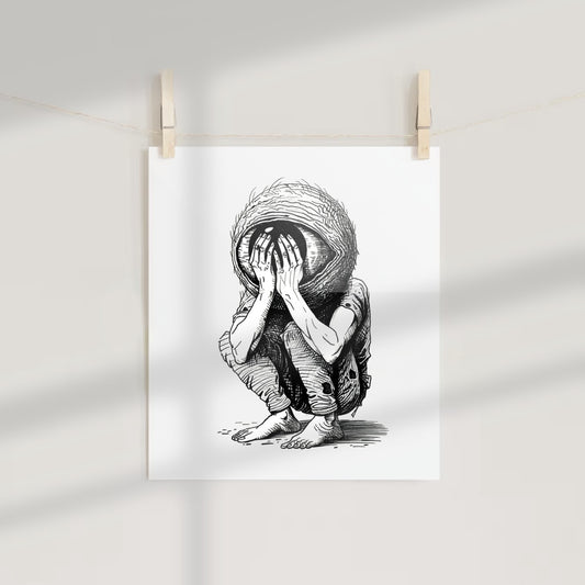 Surrealistic Figure with Head Covered Art Print Product