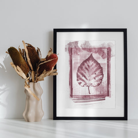 Abstract Botanical Leaf Art in Black Frame Wall Decor