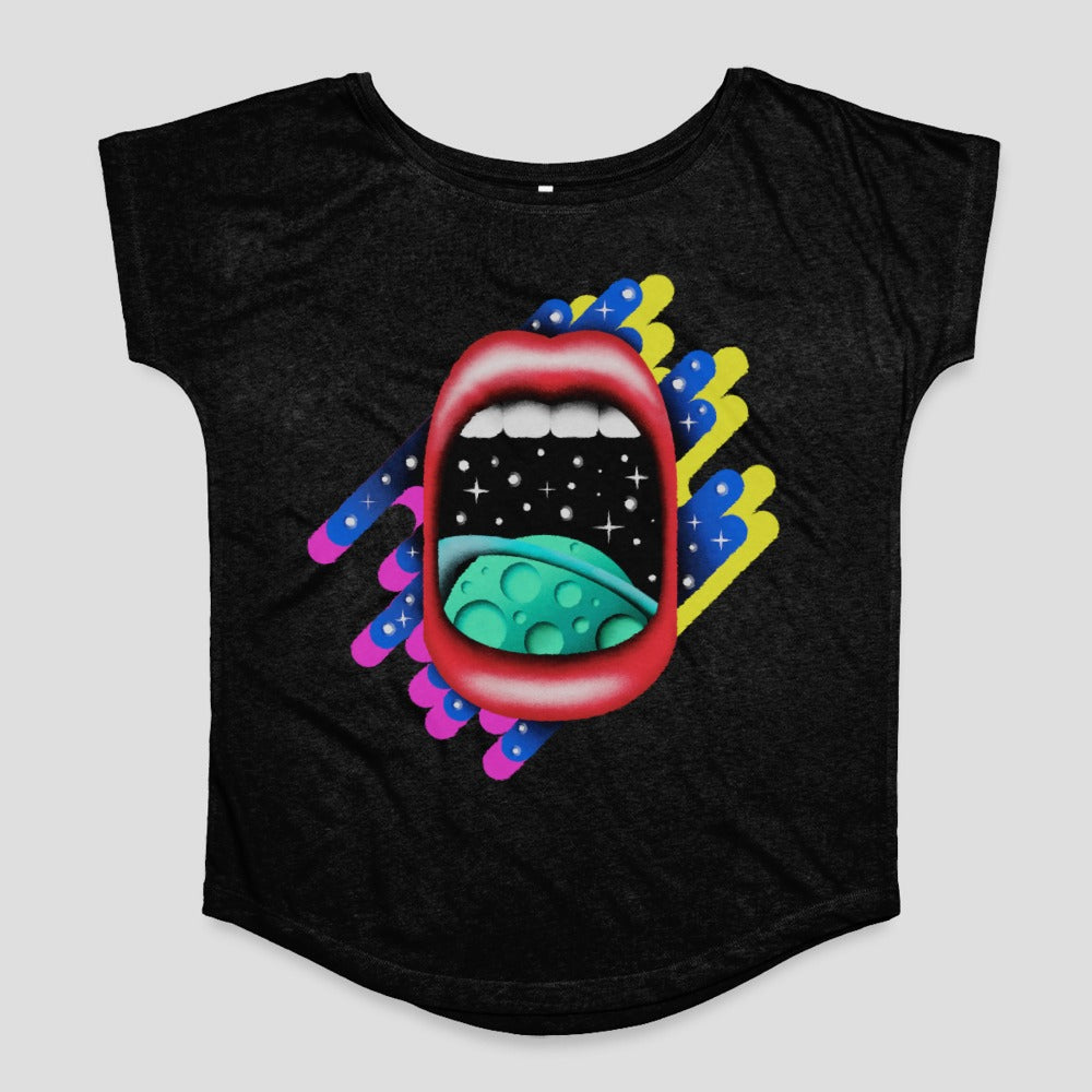 Vibrant Open Mouth Galaxy Print Short Sleeve Shirt