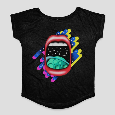 Vibrant Open Mouth Galaxy Print Short Sleeve Shirt