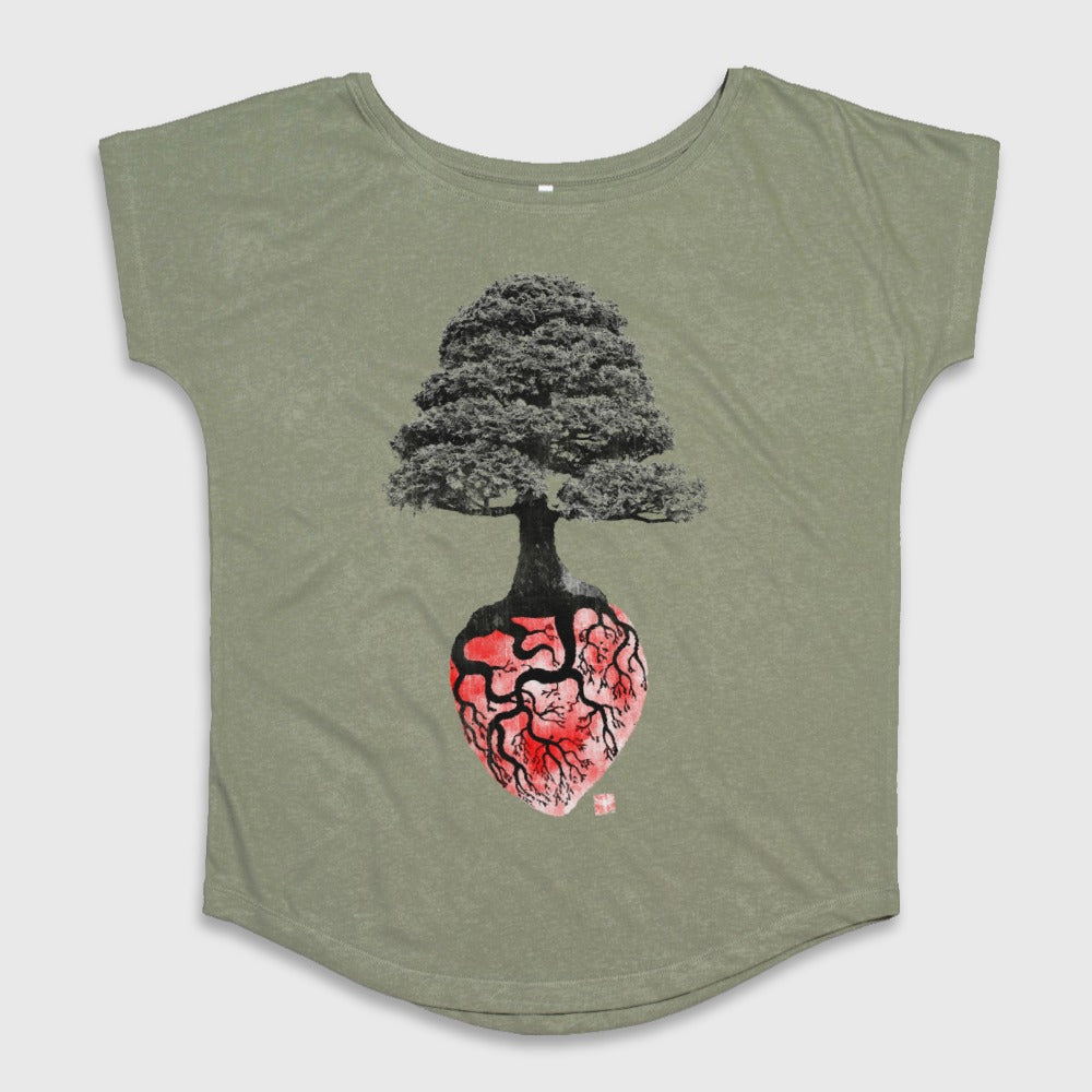 Heart and Tree Graphic Design Women's T-shirt