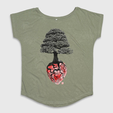 Heart and Tree Graphic Design Women's T-shirt