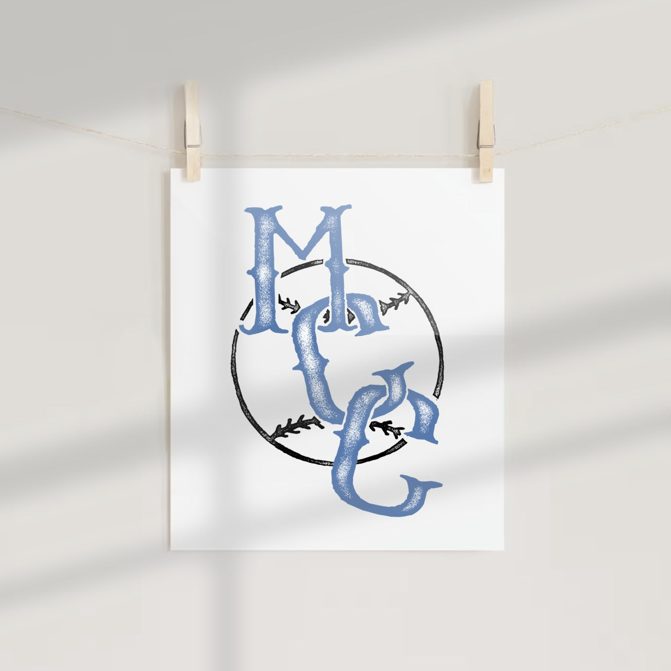 Monogram Poster with Custom Initials Wall Art Print