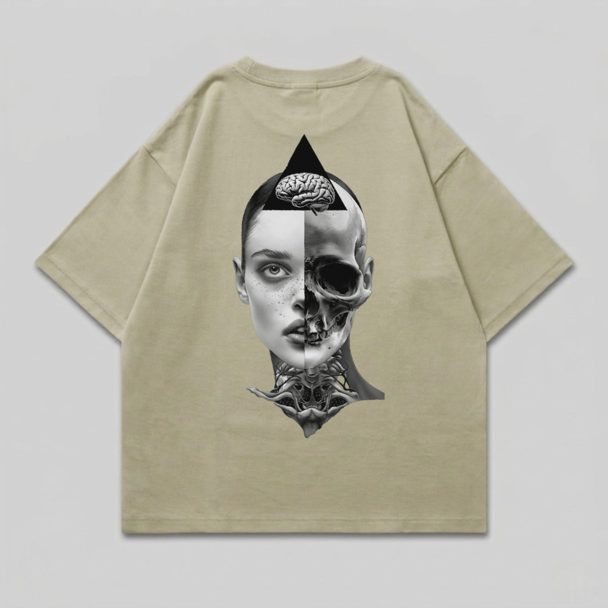 Split Face Skull Brain Triangle Aesthetic Art T-shirt

Split face
Skull design
Brain art
Triangle graphic
Surreal tee
Artistic shirt
Anatomy design
Mind body art
Philosophical graphic
Abstract print
Dark aesthetic
Gothic style
Streetwear tee
Unisex shirt
Graphic apparel
Modern art
Consciousness theme
Psychology print
Unique design
Beige t-shirt