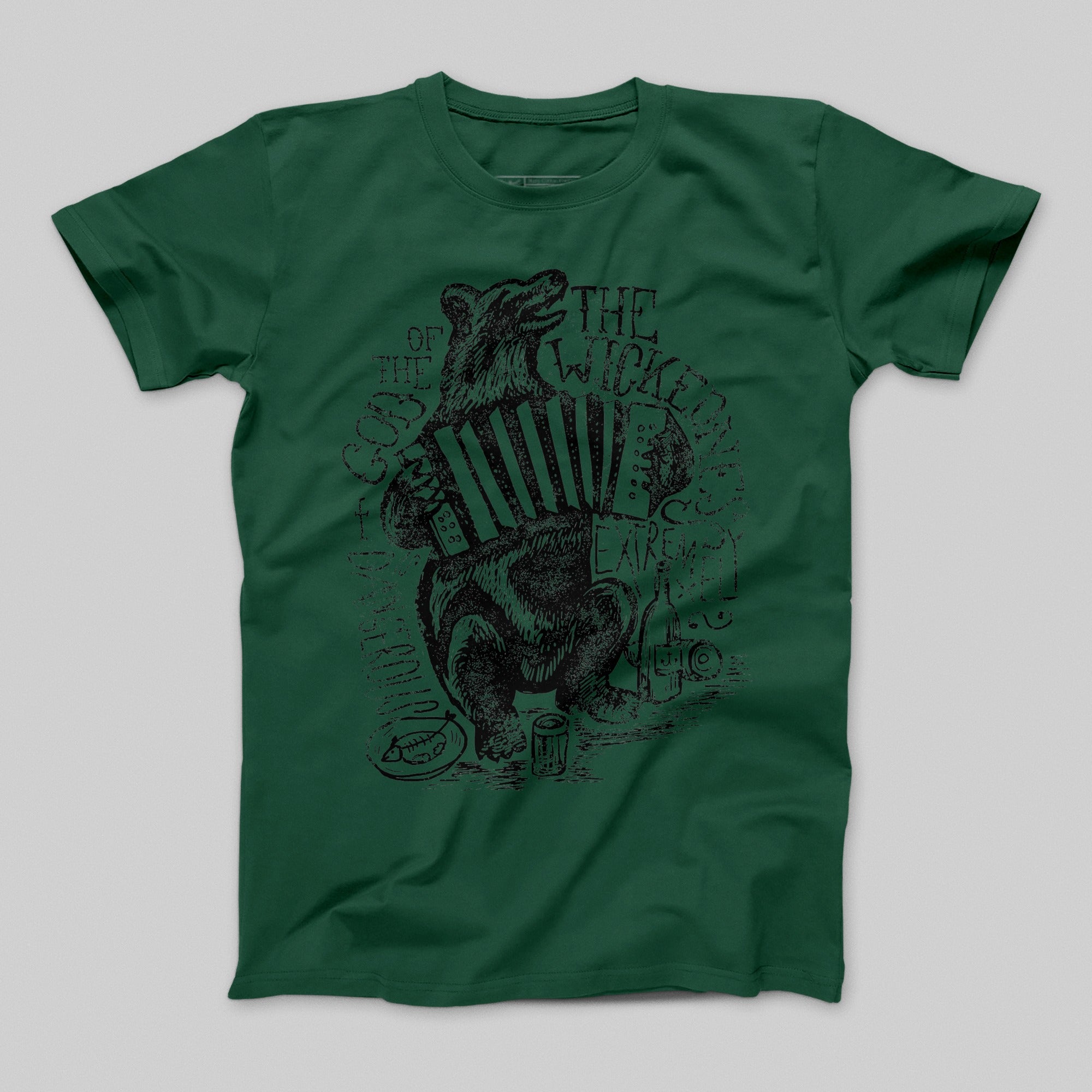 Bear Playing Accordion Graphic T-Shirt for Music Lovers