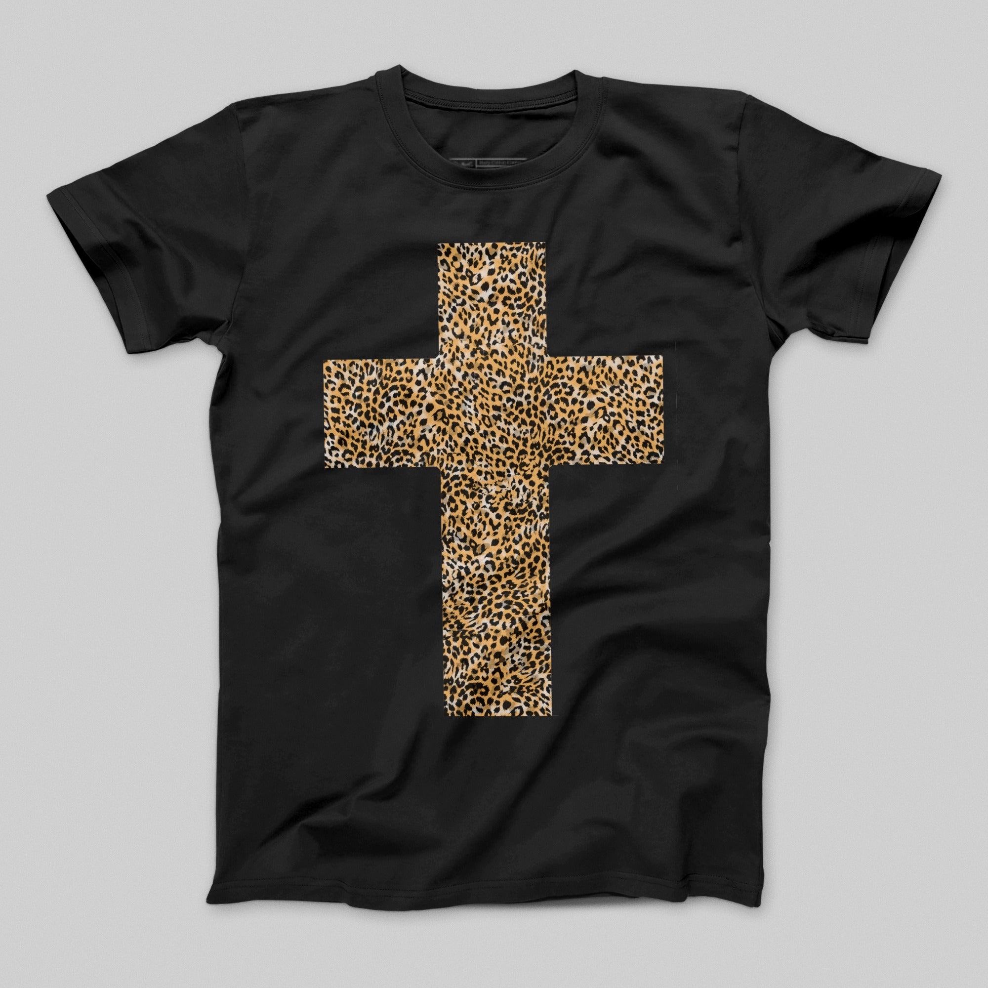 Leopard Print Cross Graphic T-Shirt Fashion Apparel