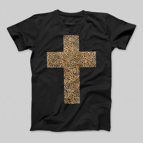 Leopard Print Cross Graphic T-Shirt Fashion Apparel