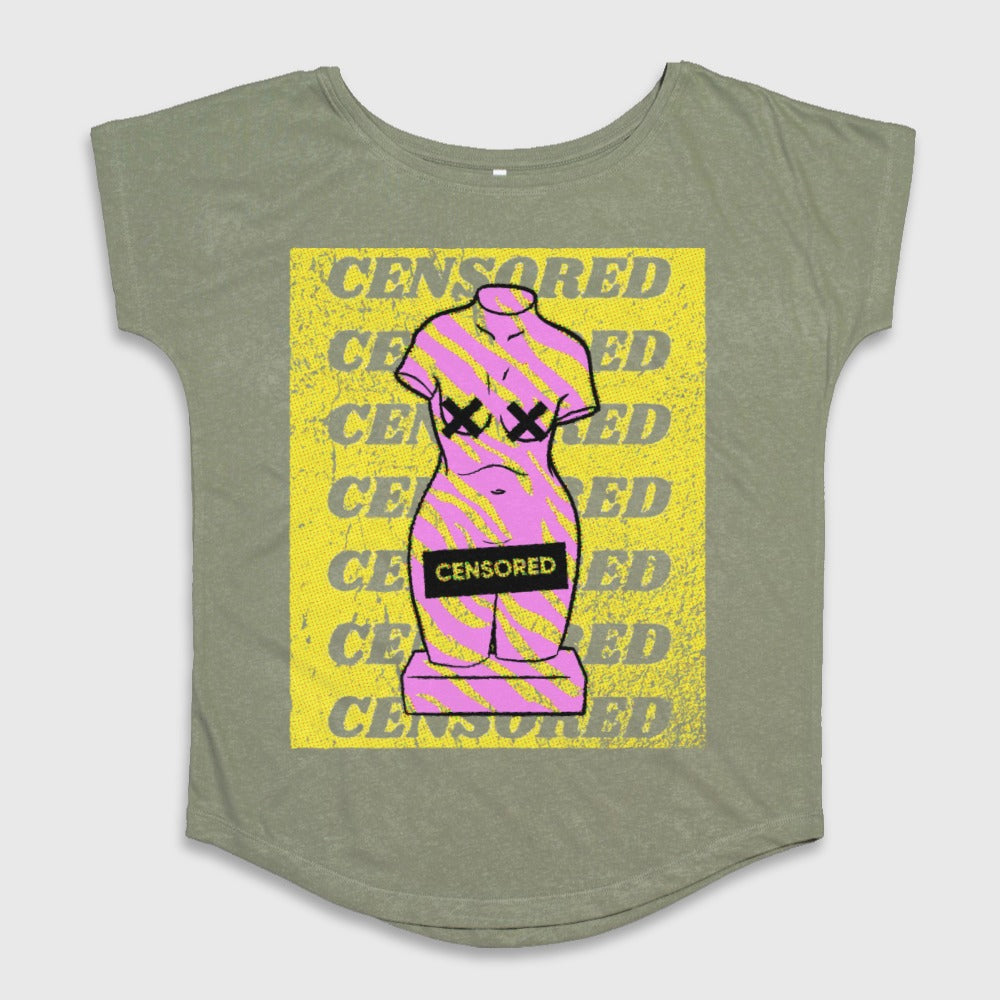 Bold Censored Graphic on Olive Green Shirt Product