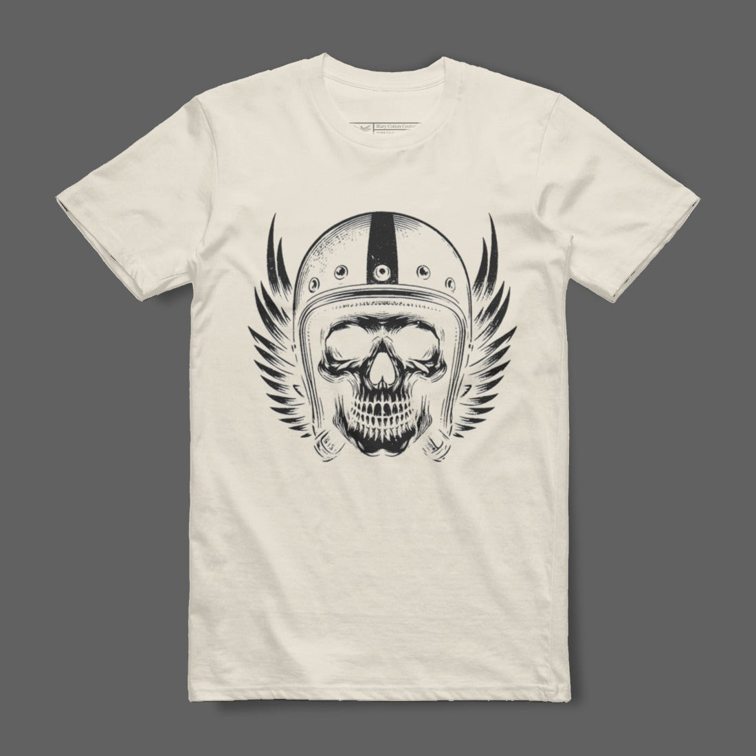 Grunge Skull with Helmet and Wings Graphic Tee