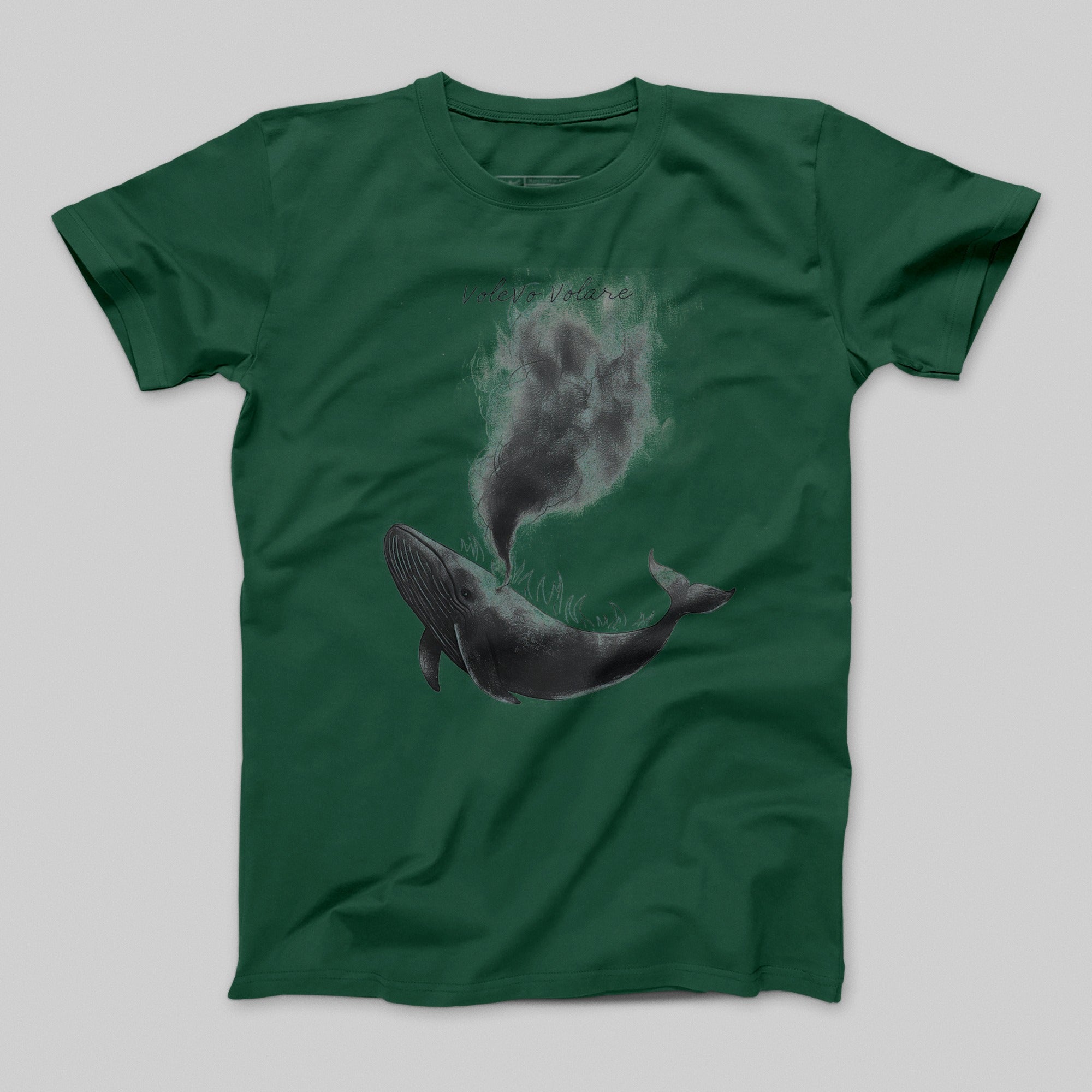 Artistic Whale Design on Green Shirt Casual Top
