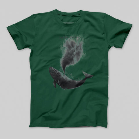 Artistic Whale Design on Green Shirt Casual Top