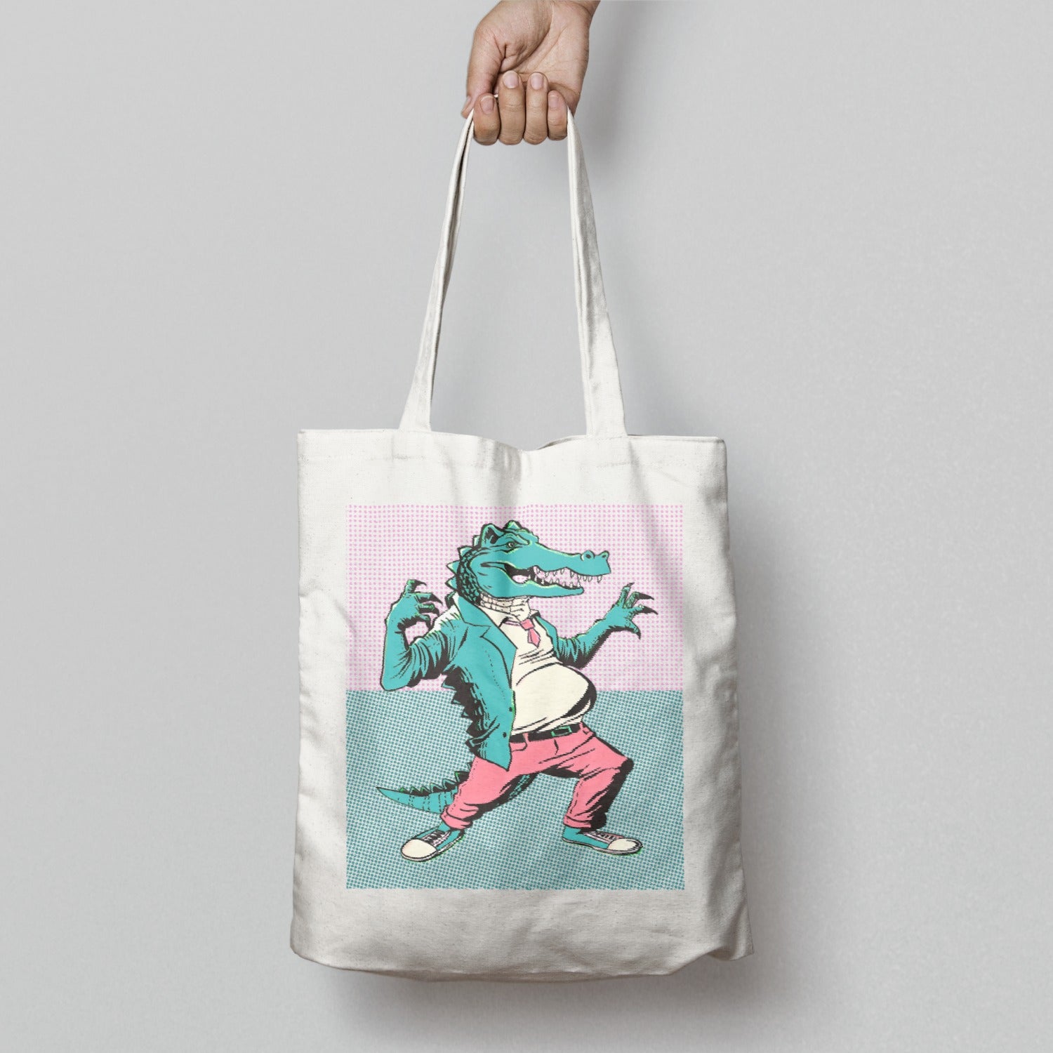 Funky Alligator in Suit Tote Bag Design Product