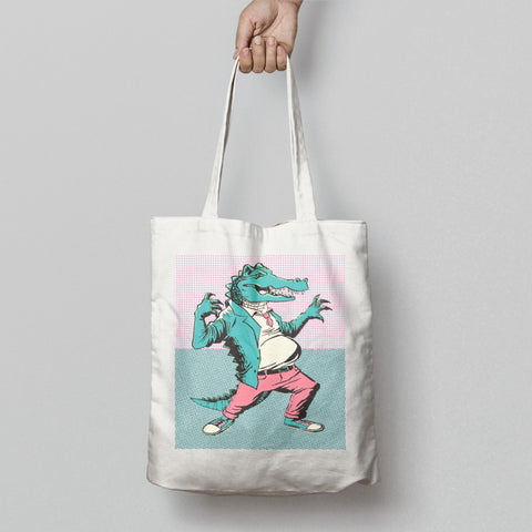 Funky Alligator in Suit Tote Bag Design Product