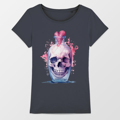 Skull in Heart Potion Bottle T-Shirt