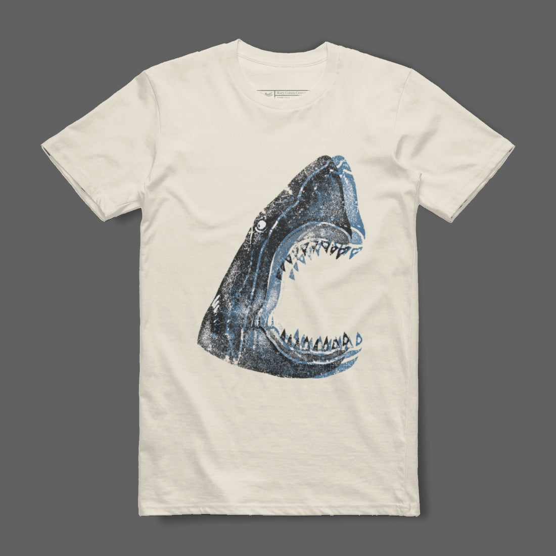 Graphic T-shirt Featuring Distressed Shark Design