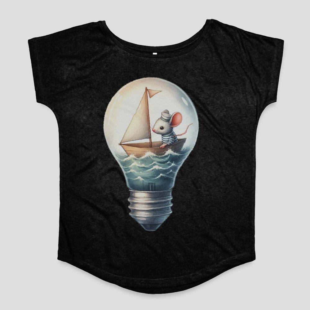Mouse in a Lightbulb with Sailboat Art Design Shirt