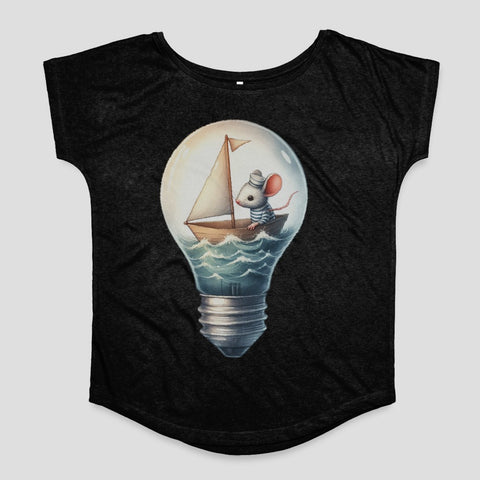 Mouse in a Lightbulb with Sailboat Art Design Shirt