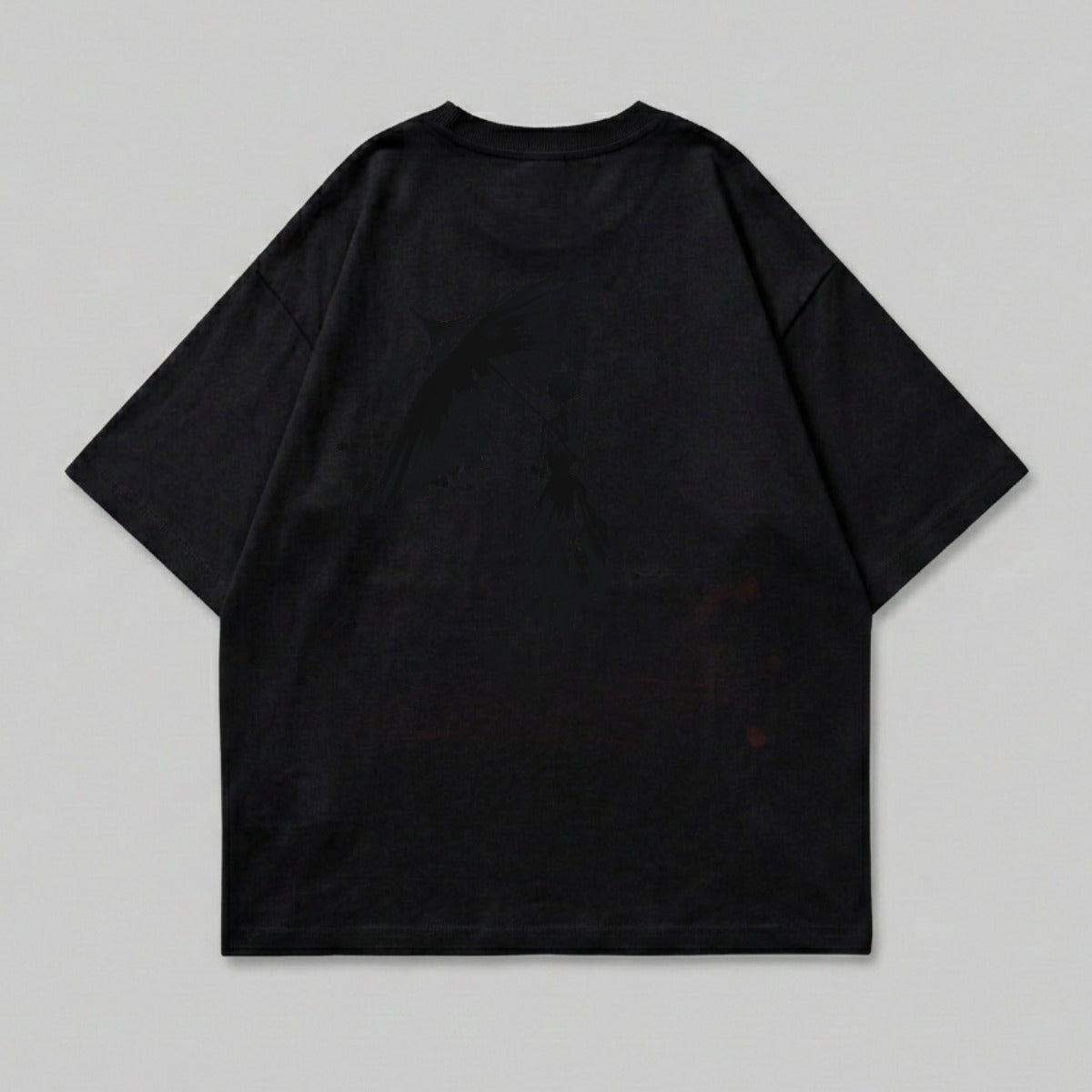 Black Oversized Graphic Crewneck T-shirt product type;
Black T-shirt
Oversized Tee
Graphic Shirt
Crewneck Top
Short Sleeve
Relaxed Fit
Unisex Apparel
Dark Graphic
Back Print
Streetwear Style
Modern T-shirt
Apparel Clothing
Summer Top
Everyday Shirt
Loose Fit
Fashion Tee
Abstract Print
Casual Top
Simple Design
Black Top
