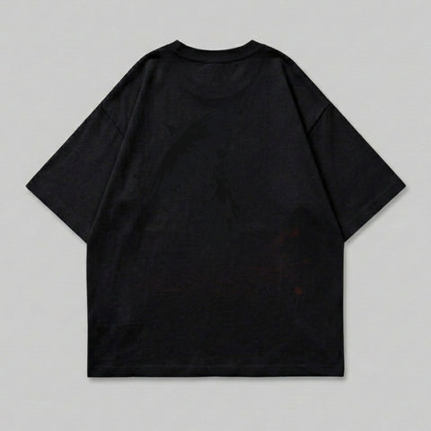 Black Oversized Graphic Crewneck T-shirt product type;
Black T-shirt
Oversized Tee
Graphic Shirt
Crewneck Top
Short Sleeve
Relaxed Fit
Unisex Apparel
Dark Graphic
Back Print
Streetwear Style
Modern T-shirt
Apparel Clothing
Summer Top
Everyday Shirt
Loose Fit
Fashion Tee
Abstract Print
Casual Top
Simple Design
Black Top